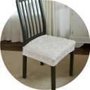 Pro Fit Dining Chair Seat Covers (Off-White, Set of 2)  Embossed Stretch Slip Covers with Rear Flap and Raised Jacquard Design, Elastic Seat Protectors, Machine Washable for Kitchen Chairs