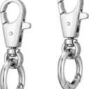 2 Pcs Double Opening Keychain Clip, Heavy Duty Zinc Alloy Swivel Clasp Clip Metal Swivel Snap Hooks Lobster Clasp with Key Ring for DIY Craft Lanyard Purse Making Jewelry Travel Accessories (Silver)