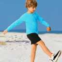 HODOSPORTS Boys UPF 50+ Rash Guard Swim Shirts with Zipper Long Sleeve Quick Dry UV Protection Sun T-Shirts (Blue)