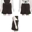 Women Ruched Ruffle Short Skirt High Waisted Stretch Pleated Tennis E-Girls 90s A-Line Mini Skirt (Black, L)