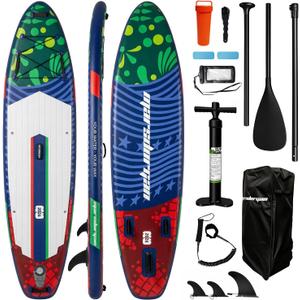 11'x34 Inflatable Paddle Board for Adults Youth, Extra Wide 430LBS Capacity SUP, Stable 2-3 Person Family for Lake Ocean Fishing Surfing Yoga, Includes Accessories