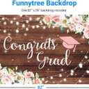 Funnytree 82" x 59" Congrats Grad Backdrop Flower Wood Board Class of 2026 Graduation Background College Prom Party Event Decor Banner Portrait Photobooth Cake Table Selfie Prop Studio Photography, 82 x 59 in