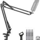 Boom Arm Microphone Mic Stand for Blue Yeti HyperX QuadCast SoloCast Snowball Fifine Shure and Other Mic, Black