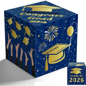 4 x OHOME Graduation Decorations 2026 - Blue Gold Graduation Card Box for Graduation Decorations Class of 2026 - Graduation Party Decorations Decor Supplies Favors,Graduation Centerpieces 2026
