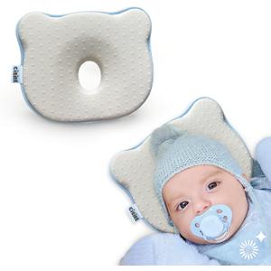 Memory Foam Baby Cushion, Soft Cozy Machine-Washable, Head and Neck Support Breathable Anti-Slip Design for Infants for Small Boys and Girls Tummy Time(Beige)