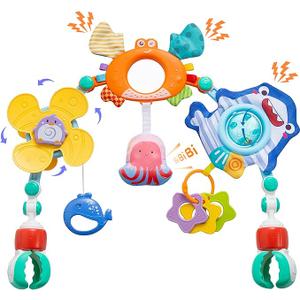 Baby Stroller Arch Toy, Car Seat Toys, Adjustable Arch Stroller toy with Hanging Sensory Activity toys,fits on Baby Bouncer, Bassinet, Stroller, Crib and Car Seats for baby infant Boy Girl 0-18 Months