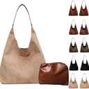 Brown Suede Bag for Women, Brown Suede Tote Bag Purse, Suedes bags for Women, Shoulder Bags (Beige)