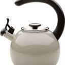 Circulon Enamel on Steel Whistling Induction Teakettle, Tea Kettle for Stovetop with Flip-Up Spout, 2-Quart, Gray
