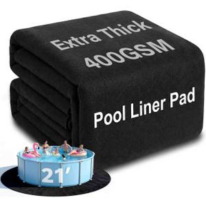 AHEONLAR 21FT Round Pool Liner Pad, 400G/M Extra Thick Black Pool Pads for Above Ground Pool, Heavy Duty Pool Liner Pad Geotextile Material Pool Liner Puncture-Proof Pool Bottom Padding(21'Round)