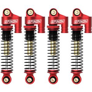 43mm Aluminum Front & Rear Shocks for 1/24 Axial SCX24 Bronco/JLU CRC/Deadbolt/Gladiator /C10 Upgrade Parts (4PCS Red)