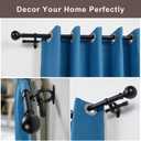 Double Curtain Rods for Windows 36-72 Inches, Adjustable Decorative Window Treatment Curtain Rod with Round & Barrel Finials, 1-Inch Front and 5/8 Inch Back Matte Black Double Telescoping Drapery Rod