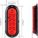 6PCS 6 Inch Oval LED Trailer Tail Lights, 10 LEDs Surface Mount Stop Turn Brake Reverse Back Up Tail Lights, 12V DC Low High Brightness, Waterproof for Truck RV Boat Trailer Bus