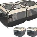 2-in-1 Pop Up Puppy Playpen, Detachable into 2 Separate Pens with Additional Doors, Assembly-Free Portable Cat Dog Crates Pet Pen Tent Kennel Kitten Enclosure Cage Indoor Outdoor Foldable Condo(L)