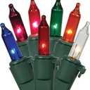 Vickerman Multicolored Mini Christmas Lights with Green Wire, Set of 35