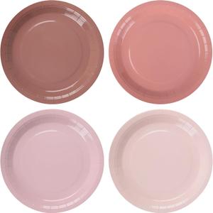 AimFun 24Pcs Dusty Pink Paper Plates Gradient Pink Party Plate 9 Inch Disposable Round Dinner Plates for Birthday Wedding Baby Bridal Shower Party Supplies Tableware Decor