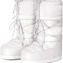 QLR Womens Winter Snow Boots Mid Calf Anti-Slip Boots with Warm Lining Lace-up Outdoor Shoes 8.5