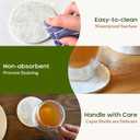 CHI AN HOME 4" White Capiz Shell Decorative Coasters Set of 6 with Holder, Round Coastal Farmhouse Coasters for Coffee Table Decor, Modern Cute Drink Coasters Housewarming Gift