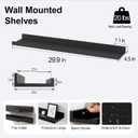 Black Floating Shelves for Wall Decor, 30 in Shelf with Lip Set of 2, 29.9in