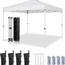 10x10 Pop Up Canopy,Event Tent One-Person Setup, Waterproof & UV-Blocking, Heavy-Duty Steel Frame, Wheeled Bag & Sandbags Outdoor Shade for Beach, Camping, Backyard, Tailgate (White)