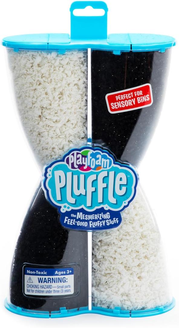 Educational Insights Pluffle Black & White 2-Pack - Sensory Bin Foam Set, No Mess Alternative to Sand Toys & Slime for Toddlers, Fun Sensory Table Filler for Home or Classroom, Gift for Kids Ages 3+ (Medium)