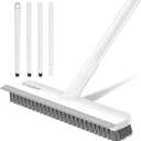 2 x SetSail Floor Scrub Brush, Scrub Brush with 48-Inch Long Adjustable Handle 2 in 1 Scraper Brush Stiff Bristle Floor Scrubber for Cleaning Bathroom Shower Kitchen Garage Deck Tilb Tub, White
