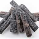 Small Ceramic Logs for Gas Fireplace, 8 Pcs Realistic Ceramic Logs for Gas Fireplace, Heat Resistant Lightweight Fake Logs for Indoor/Outdoor Fire Pits, Ventless Faux Fire Place Wood Fireplace Decor