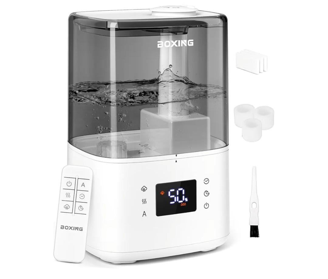 BOXING Warm and Cool Mist Humidifiers for Bedroom Large Room Home,Air Humidifier with Remote,Top Fill Ultrasonic Diffuser Humidifier with humidistat,Quiet Sleep,Timer,Auto Shutoff,BPA-Free,Filter,4.5L