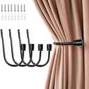 Coolnice Curtain Holdback,4 Pack Wall Mounted Drapery Tiebacks with Screws, Heavy Duty Metal Decorative Window Drapery Holder Curtain Hook U Shape for Home Office,Black