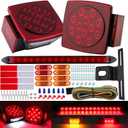 Konrali Submersible LED Trailer Tail Light Kit, Square Trailer Tail Brake Stop Turn License RV Truck Lights w/Wire &Bracket,6pcs Side Fender Marker Lamps 15" 11led Light Bar for Camper Boat Snowmobile