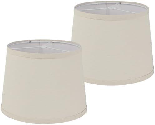 Set of 2 Small lampshades 10 inch for Table lamps and Nightstand Lamps,Assembly Required,Small Empire lamp shade Spider Fitter, Handcrafted Natural Linen lamp shades (8"x10"x8", Beige)