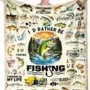 Fishing Blanket Gifts for Men Soft Flannel Fishing Throw Blanket Funny Fish Gift Merch Stuff for Boys Fisherman 50"X40"