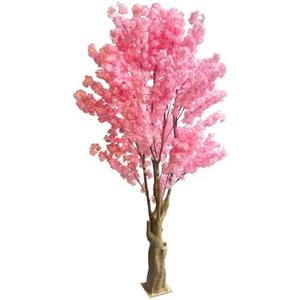 7FT Artificial Cherry Blossom Tree, Pink Faux Blossom Tree with Realistic Stump Trunk, Large Decorative Artificial Plant for Living Room, Office, Entryway, Wedding & Indoor Home Décor