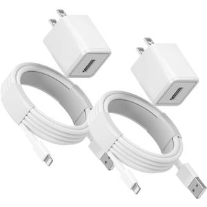 Cube for iPhone Charger, 2 Set 3FT USB to Lightning Cable with USB Wall Charger Block Adapter Fast Charging High Speed Data Sync Cord Compatible with iPhone 14/13/12/11/XS/XR/X/8/7/5/SE2022/iPad