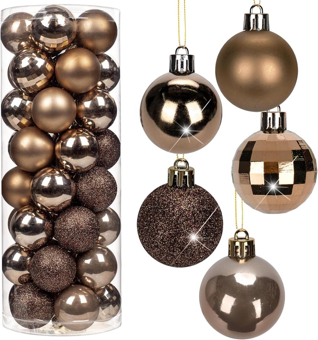 1.57" Bronze Christmas Balls Ornaments 40 Pcs Shatterproof Christmas Ornaments Set Matte Mini Bronze Ornament for Xmas Tree Halloween Holiday Party