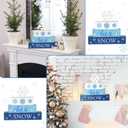 Suzile 4 Pcs Winter Table Decorations Snowflake Tabletop Decor Wooden Winter Tiered Tray Let It Snow Table Topper Centerpiece Tiered Tray for Wonderland Farmhouse Blue Christmas Decorations