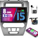 4+64GB Radio for Ford Fusion Mustang Mondeo 2009-2012 Android 15 CarPlay Stereo 8 Core 10.1" Touchscreen GPS DSP 59UI Backup Camera