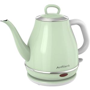 Anfilank Electric Gooseneck Kettle, 1L 1500WFast Boil, 100% Stainless Steel BPA Free Pour-Over Coffee & Tea Kettle,Water Boiler with Auto Shut & Boil-Dry Protectio,Green