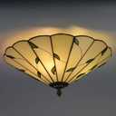 16 Inch Tiffany Style Green Leaf Glass Ceiling Light Fixture Kitchen Light Fixtures Classical Lamp Flush Mount Ceiling Light LED Chandelier (Green Leaf B)