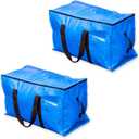 Blue Moving Bags Heavy Duty Extra Large Storage Bags with Zipper and Handles, Moving Supplies Moving Storage Bags, 23 Gallon Capacity, 2 Pack