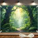 Jungle Backdrop 7x5ft Jungle Forest Photography Backdrop Rainforest Natural Scenery Background Safari Decoration Spring Green Photo Booth Studio Props