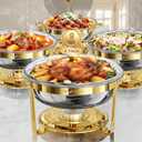 Femchic 9QT Gold Chafing Dishes for Buffet, 4 Pack Round Chafer Set