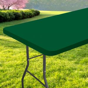 Rectangle Table Cloth, Waterproof Elastic Fitted Tablecloth for 4 Foot Folding Tables, Washable Polyester Tablecloths for Picnic, Camping, Outdoor (Green, 30"x48")