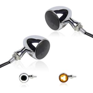Universal Chrome Front Bullet LED Turn Signals 12V Motorcycle Switchback Turn Signal Lights Running Light Compatible with Honda CB1100 Harley XL883 Yamaha Indian Triumph Kawasaki Chopper
