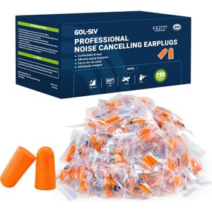 200 Pairs Foam Ear Plugs - 38dB(NRR 33dB) Noise Reduction Disposable Earplugs for Shooting, Sleeping, Work & Construction Site