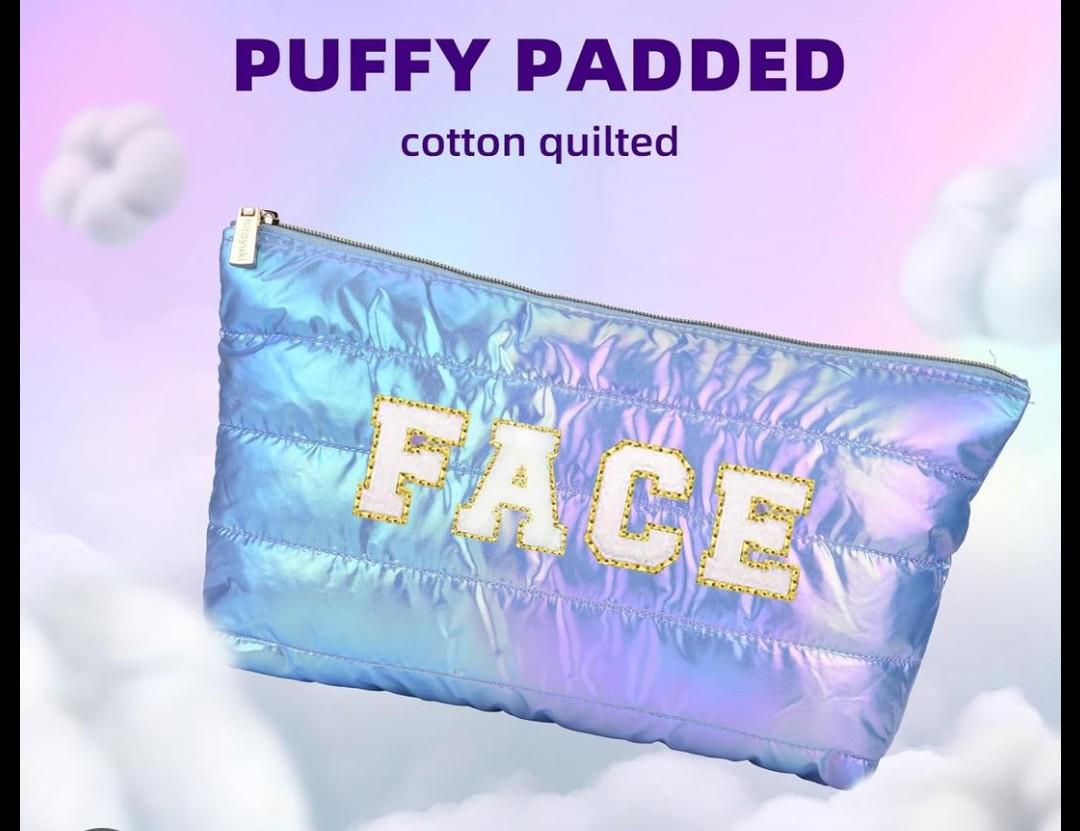 Hiroyuki Iridescent Makeup Bag, 14 inches Cosmetic Bag, Large Capacity Travel Pouch (Face, purple)