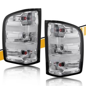 Tail Light Assembly Black Pair Compatible with Chevrolet Silverado 07-13 1500 | 07-14 2500HD 3500HD, OE-Style Replacements, w/Bulb & Harness, Left and Right Side