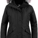 wantdo Women's Hooded Winter Coat Waterproof Warm Long Puffer Jacket Parka (XX-Large, Black)