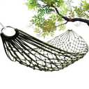 Mesh Hammock - Easy to Set Up Rope Hammocks for Outside, Dark Green Color, 90x31.5 Nylon Net Hammock, Max 100 KG (220 Pounds), Tree Hammocks for Outside, Camping & Patio Relaxation