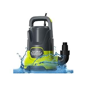 Portable Sump Pump 1 HP Submersible Water Draining Pump 4500 GPH Clean/Dirty Electric Water Transfer Pumps with Adapters for Pool Basement Garden Spa Hot Tub Pond Flood Yard Water Tank