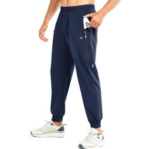 NORTHYARD Men's Athletic Running Pants Lightweight Workout Joggers Quick Dry Gym Sweatpants Active Sports Track Training (Large, Navy)